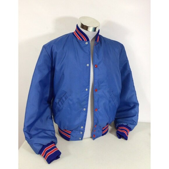 Vintage Satin Bomber Jacket Wildcats Busing Mens Medium - Picture 2 of 8